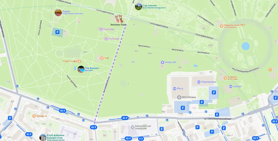 маршрут сокольники